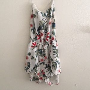 Hollister Floral Backless Romper Ties Around Neck